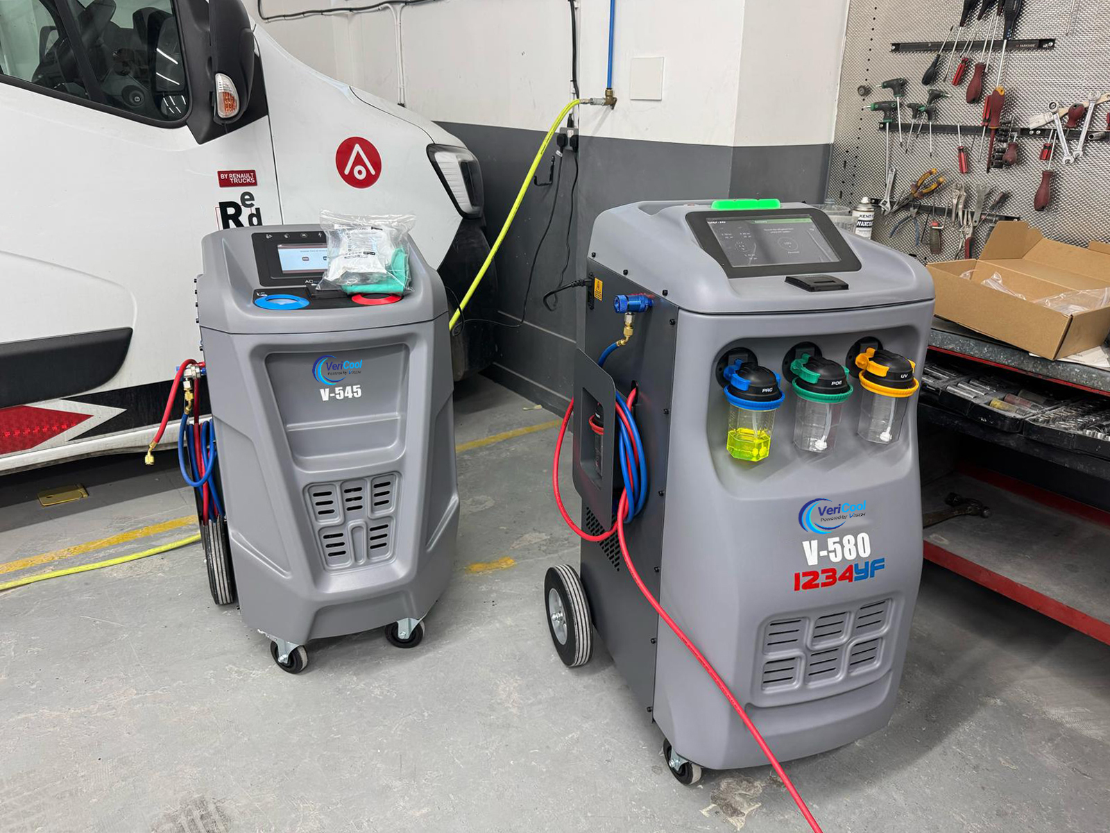 VeriCool branded service van parked outside a commercial warehouse